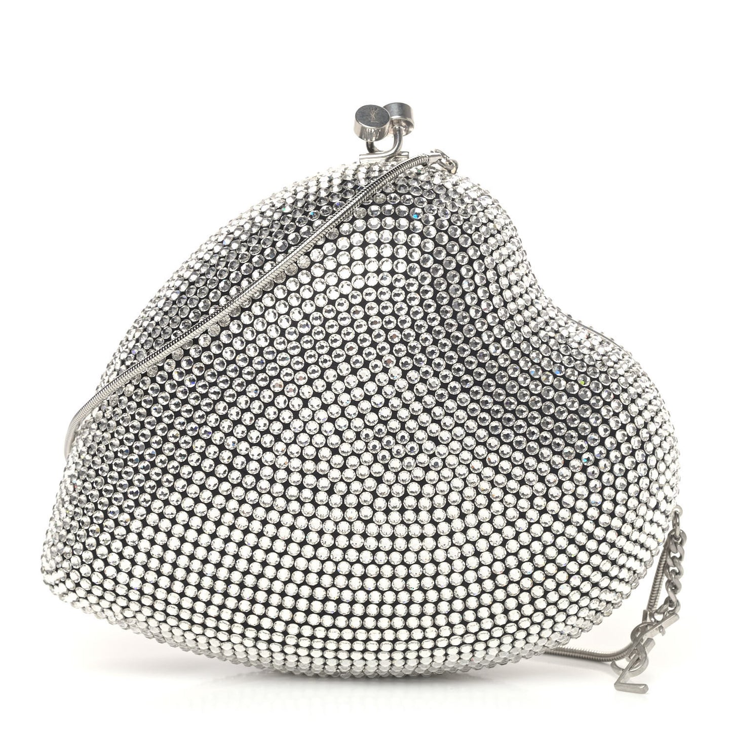 Swarovski Crystal Heart Love Box Clutch Bag Silver