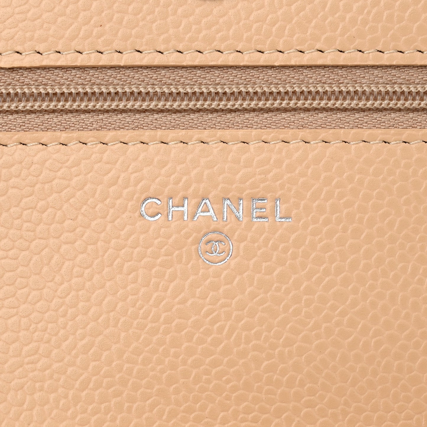 Caviar Quilted Wallet On Chain WOC Beige