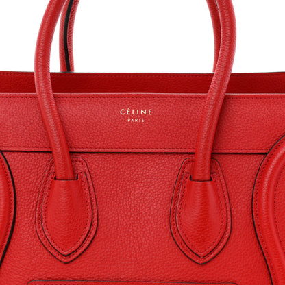 Celine Drummed Calfskin Micro Luggage Coquelicot 7 of 9