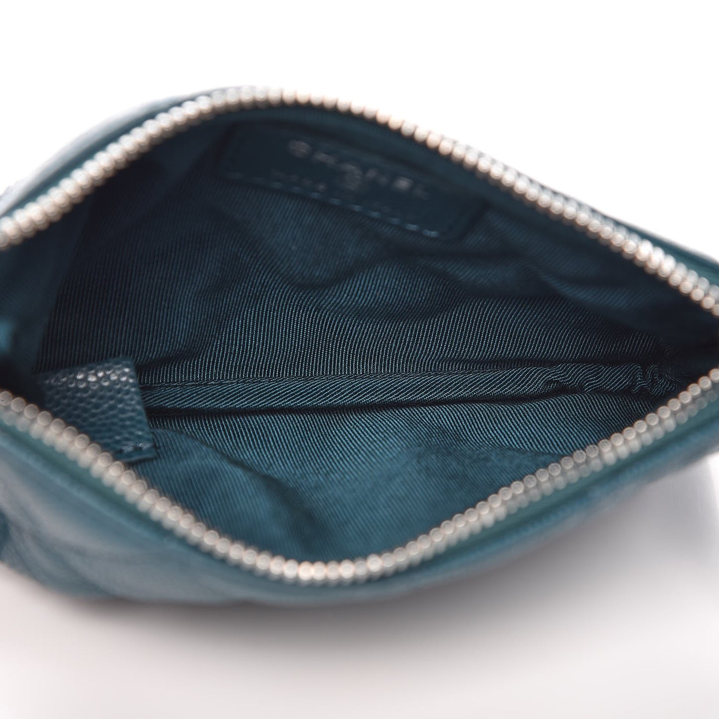 Caviar Quilted Small Cosmetic Case Dark Turquoise