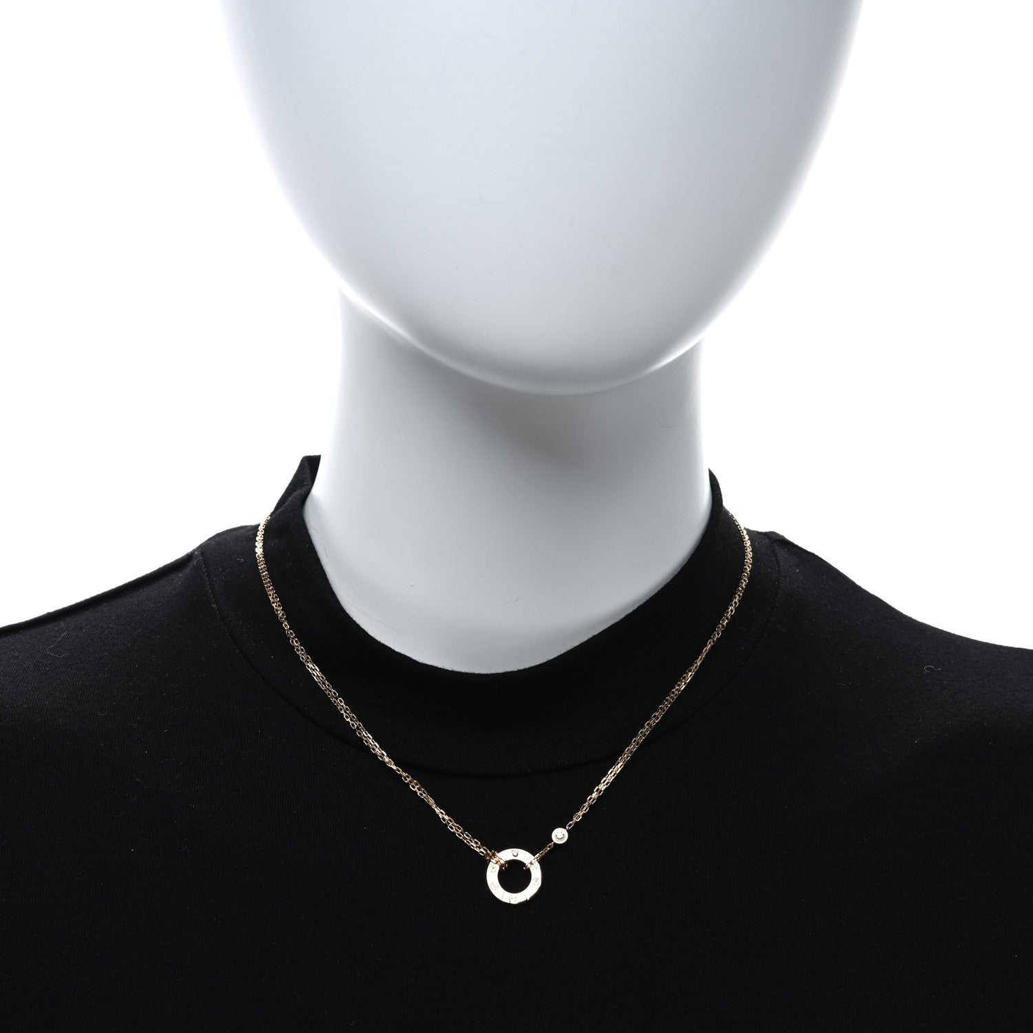 Cartier 18K Pink Gold 2 Diamond LOVE Necklace 2 of 4