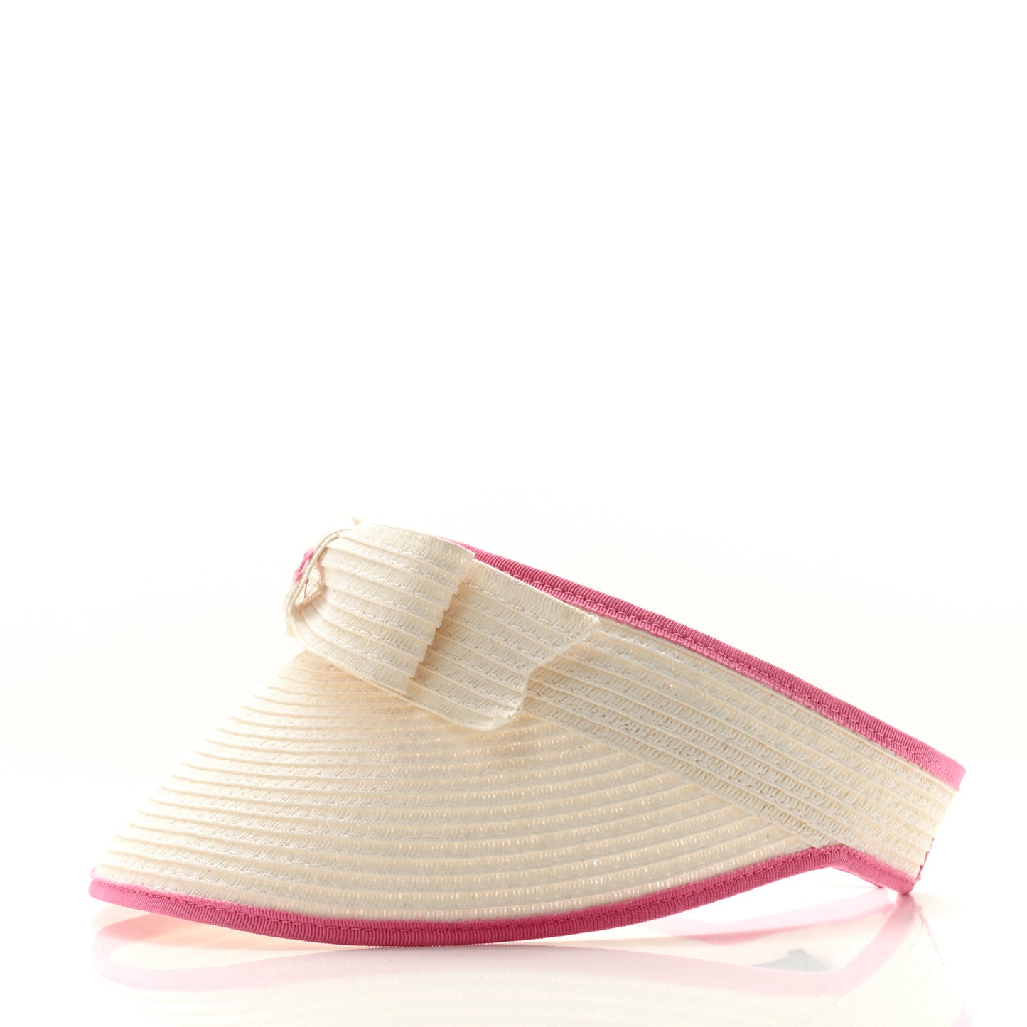 Straw Grosgrain Visor M White Pink
