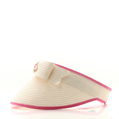 Chanel Straw Grosgrain Visor M White Pink 4 of 8