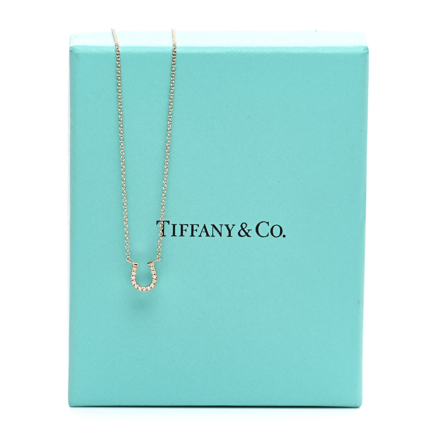 Tiffany 18K Rose Gold Diamond Mini Metro Horseshoe Pendant Necklace 5 of 5