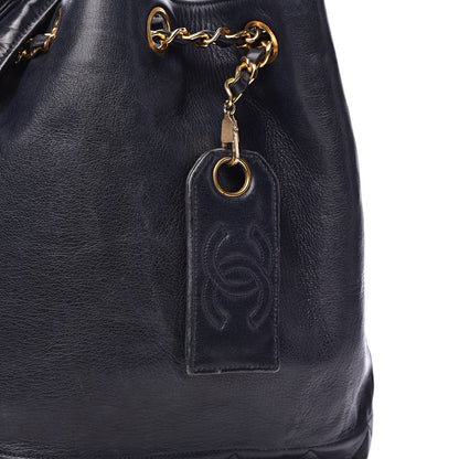 Chanel Lambskin CC Drawstring Bag Navy Blue 17 of 17