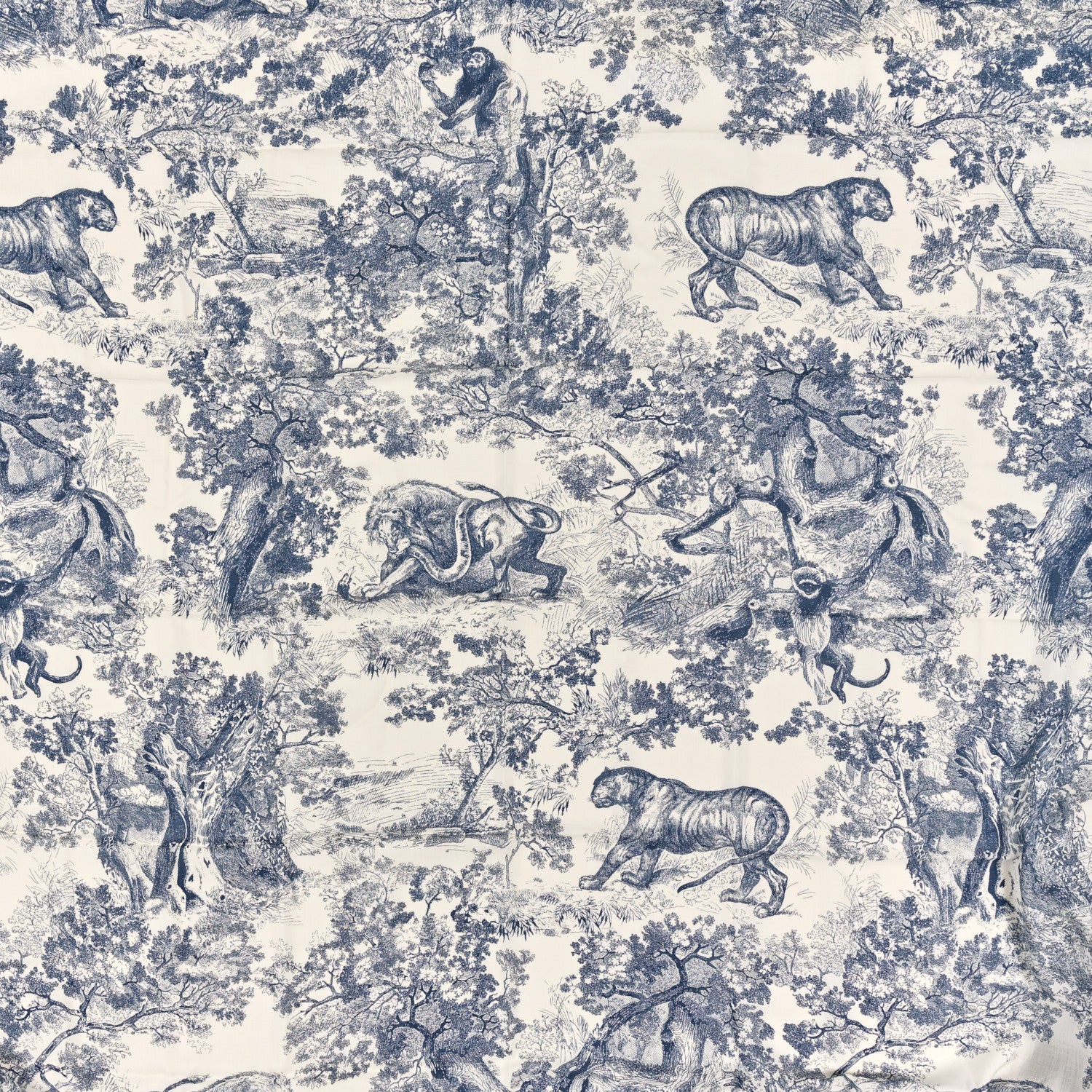 Christian Dior Wool Cashmere Silk Toile De Jouy Stole Blue 2 of 4