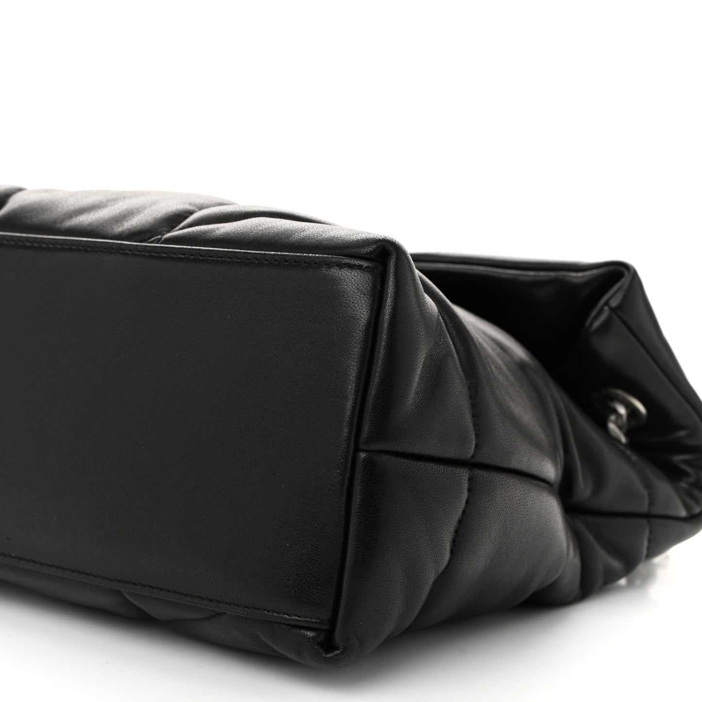 Lambskin Quilted Medium Loulou Puffer Monogram Chain Satchel Black