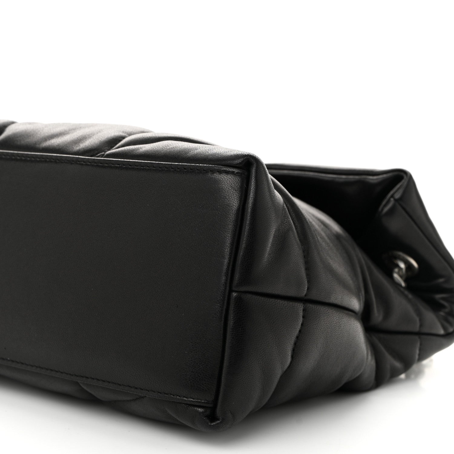 Saint Laurent Lambskin Quilted Medium Loulou Puffer Monogram Chain Satchel Black 10 of 10