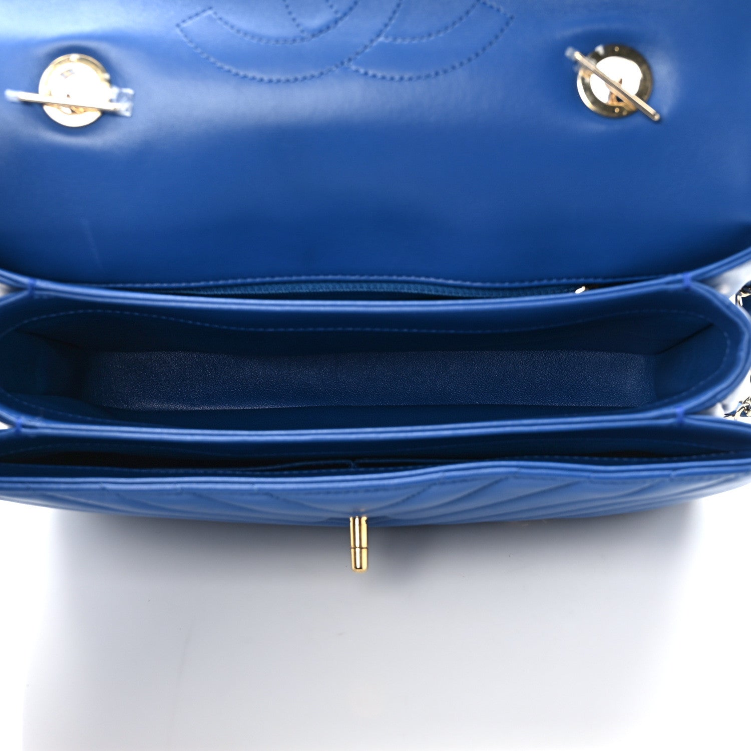 Chanel Lambskin Chevron Quilted Medium Trendy CC Dual Handle Flap Bag Blue 5 of 12