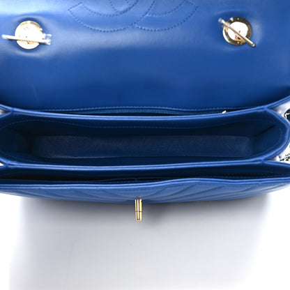 Chanel Lambskin Chevron Quilted Medium Trendy CC Dual Handle Flap Bag Blue 5 of 12