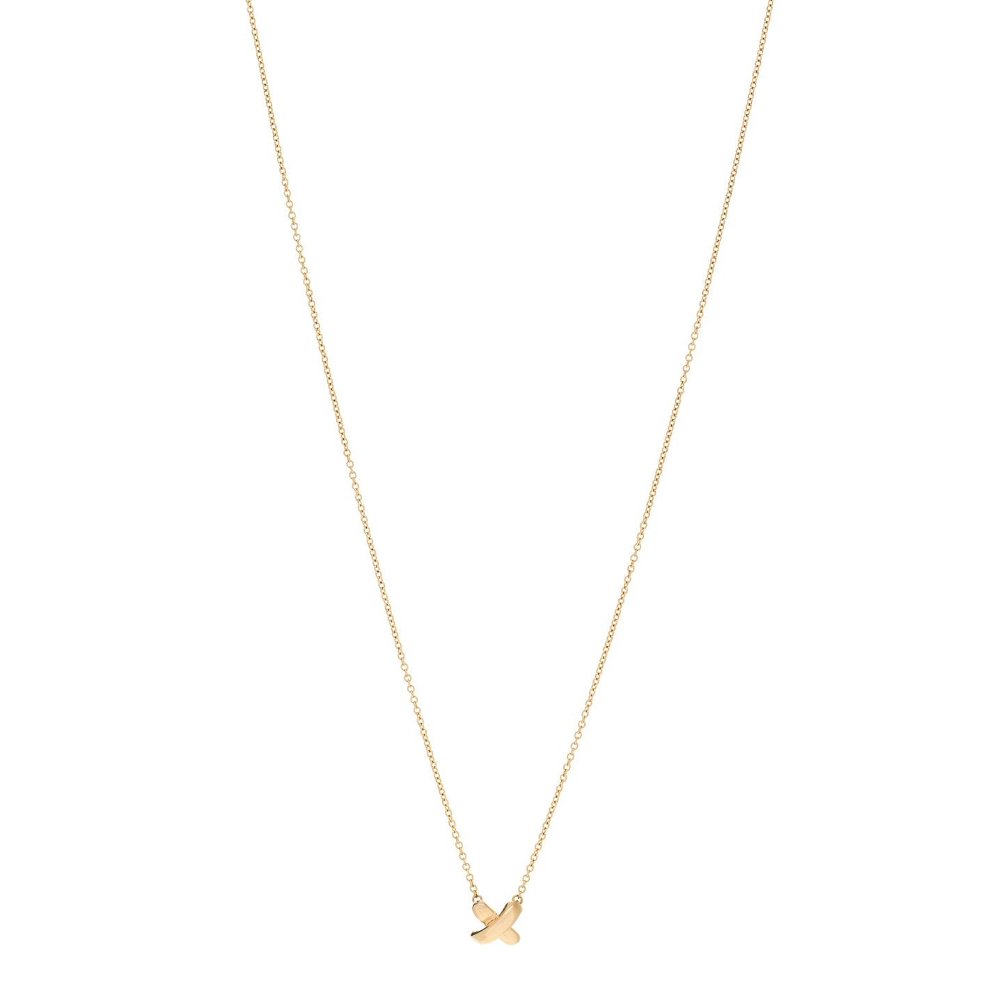18K Yellow Gold Cross Stitch Pendant Necklace