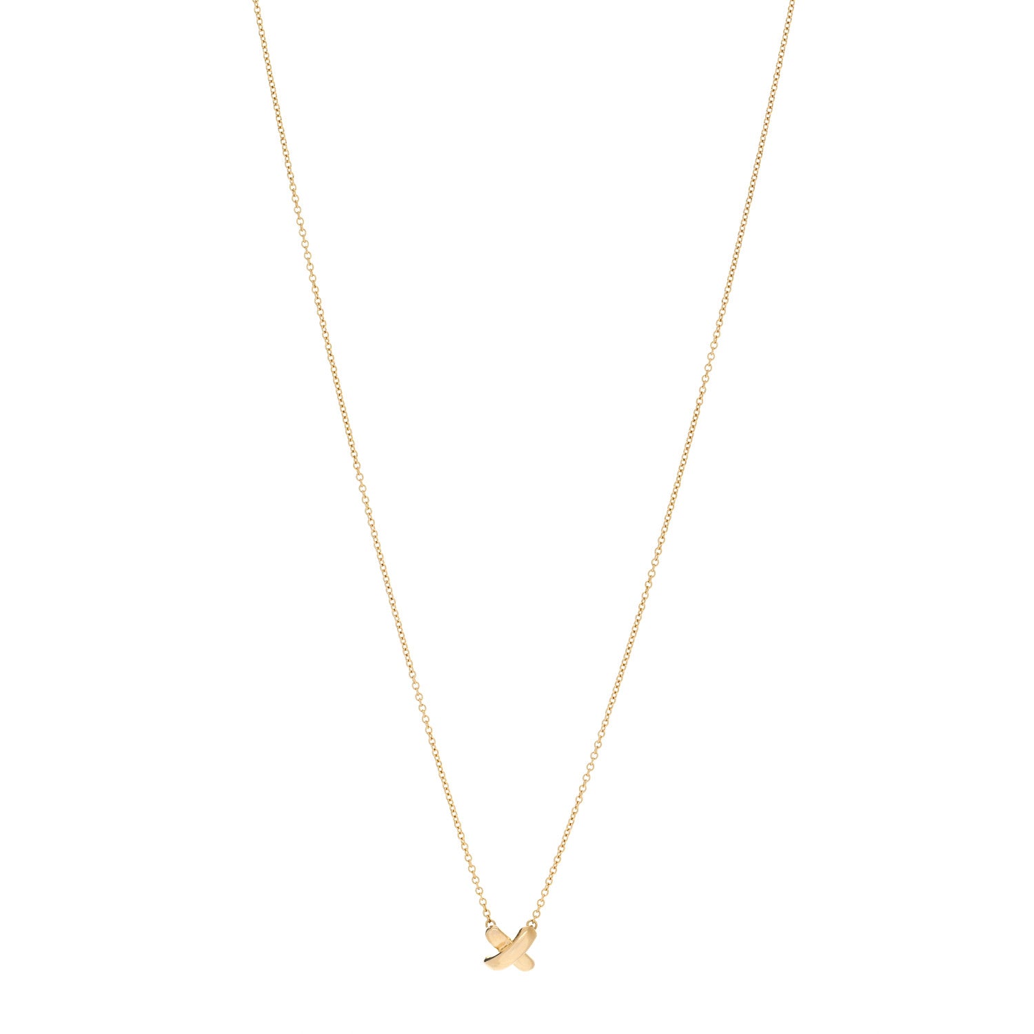 Tiffany 18K Yellow Gold Cross Stitch Pendant Necklace 1 of 5