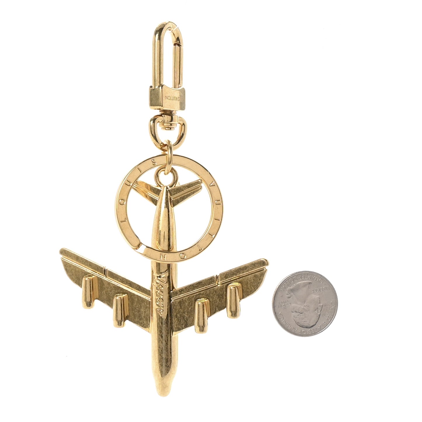 LV Plane Bag Charm Key Holder Gold