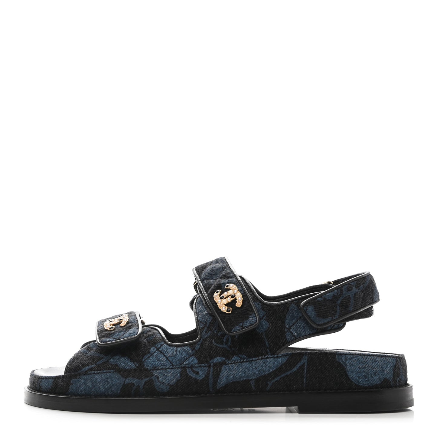 Denim Velcro Dad Sandals 36.5 Dark Grey Blue Black
