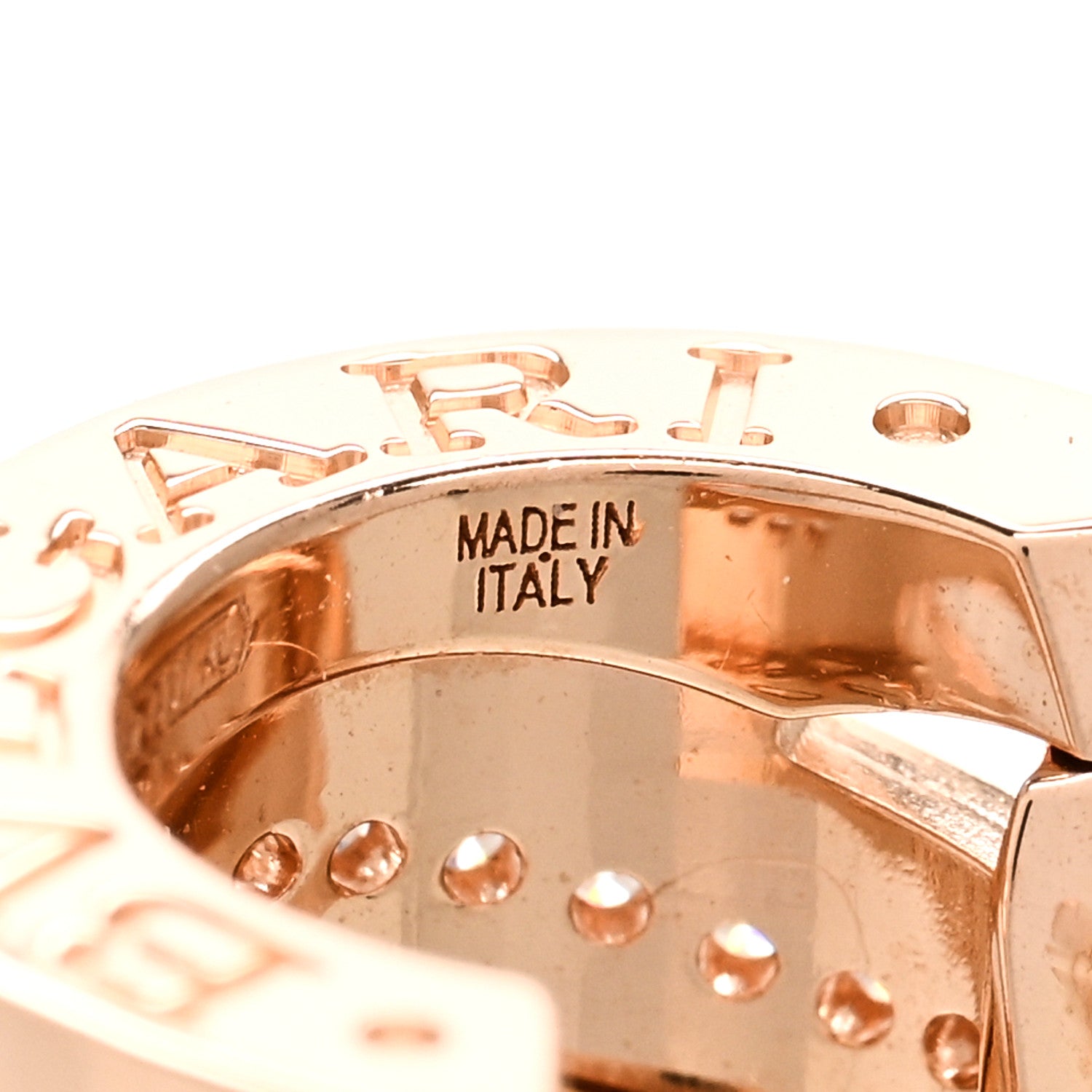 Bulgari 18K Rose Gold Diamond B.Zero1 Legend Hoop Earrings 5 of 7