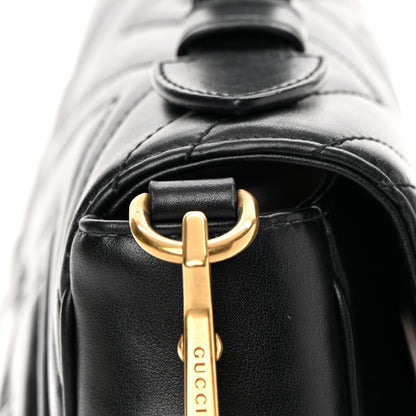 Gucci Calfskin Matelasse Small GG Marmont Top Handle Shoulder Bag Black 16 of 16