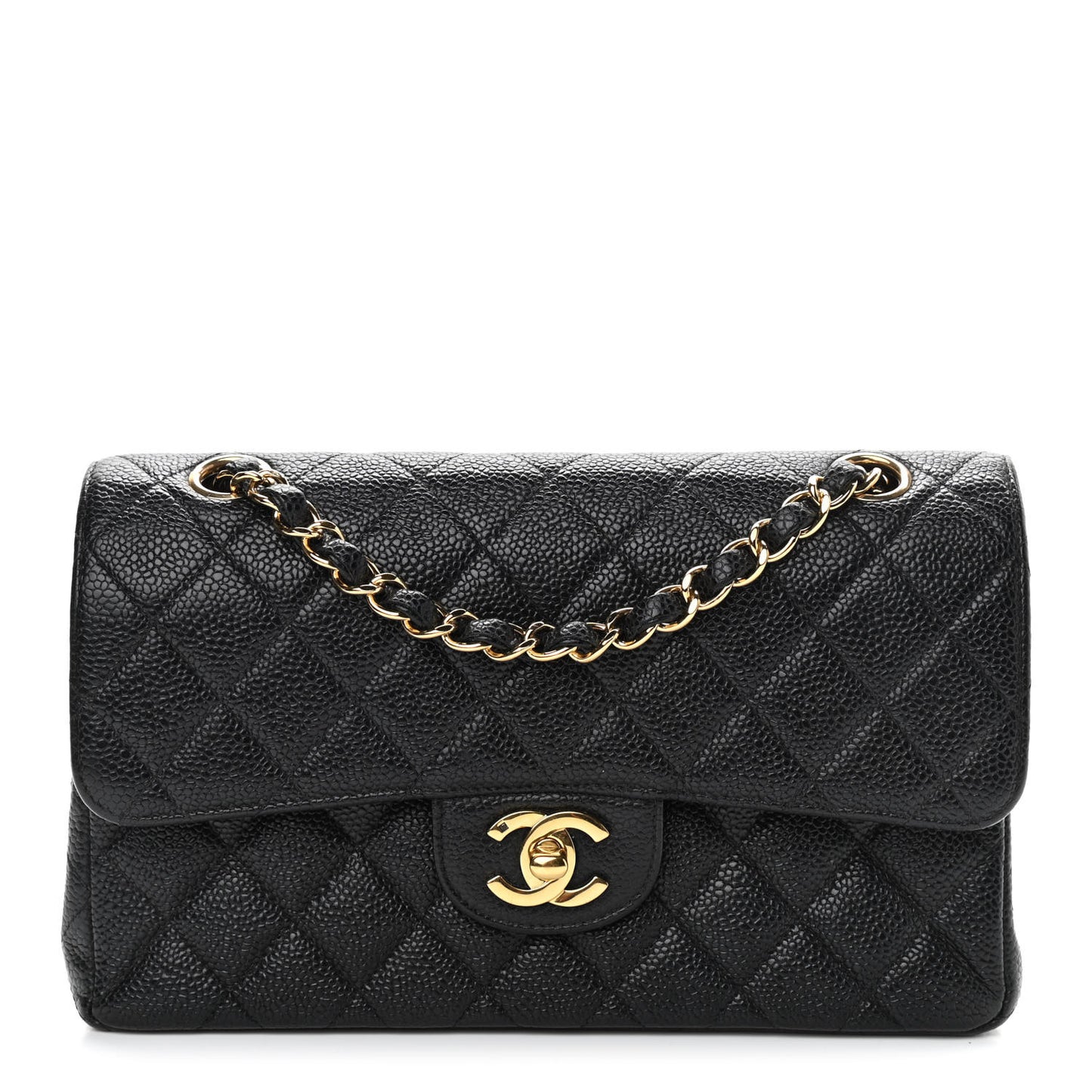 Caviar Quilted Small Double Flap Black