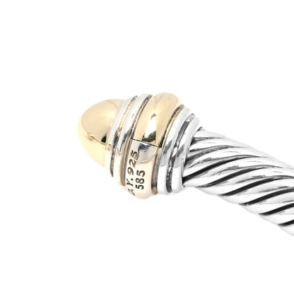 David Yurman Sterling Silver 14K Yellow Gold 5mm Cable Classics Dome Bracelet 3 of 4