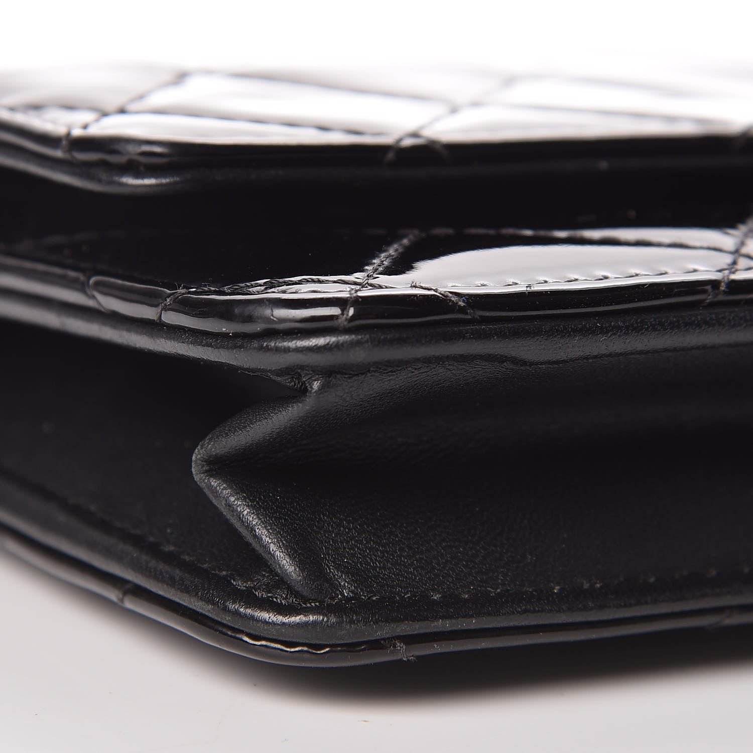 Chanel Patent Quilted Wallet On Chain WOC Black 5 of 14