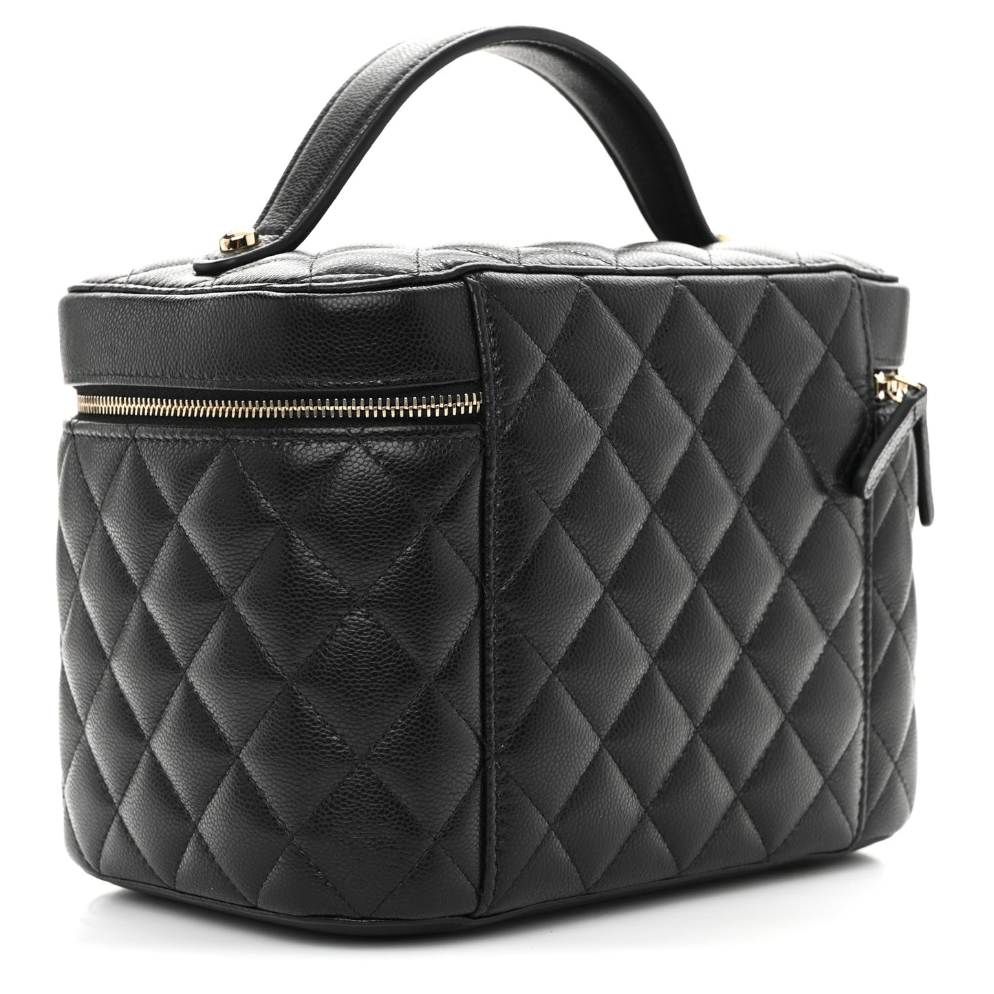 Caviar Quilted Large Vanity Pouch Black