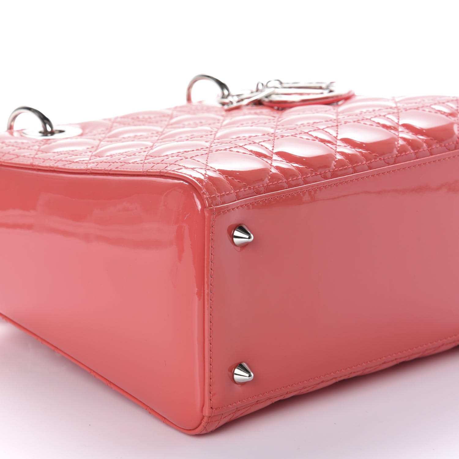 Christian Dior Patent Cannage Medium Lady Dior Coral 7 of 12