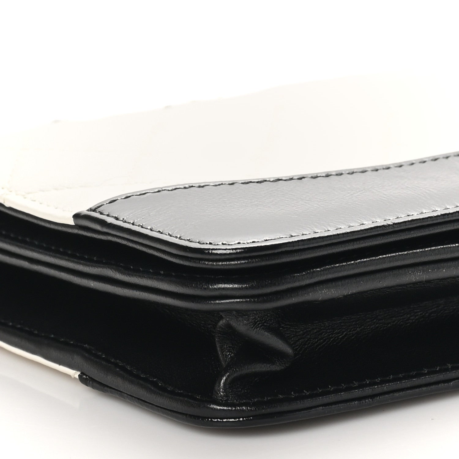 Chanel Aged Calfskin Quilted Gabrielle Wallet On Chain WOC White Black 10 of 11