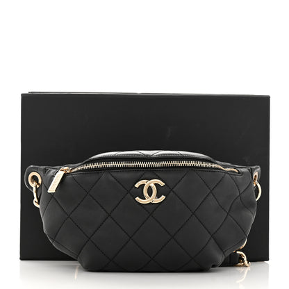 Chanel Lambskin Quilted Resin Bi-Color Waist Bag Fanny Pack Black 13 of 13