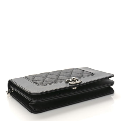 Chanel Caviar Quilted Vintage Mademoiselle Wallet On Chain WOC Black 4 of 10