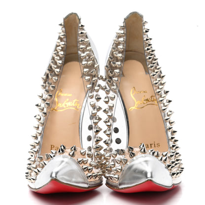 Christian Louboutin PVC Metallic Gloss Spike Me 100 Pumps 36.5 Silver 2 of 9