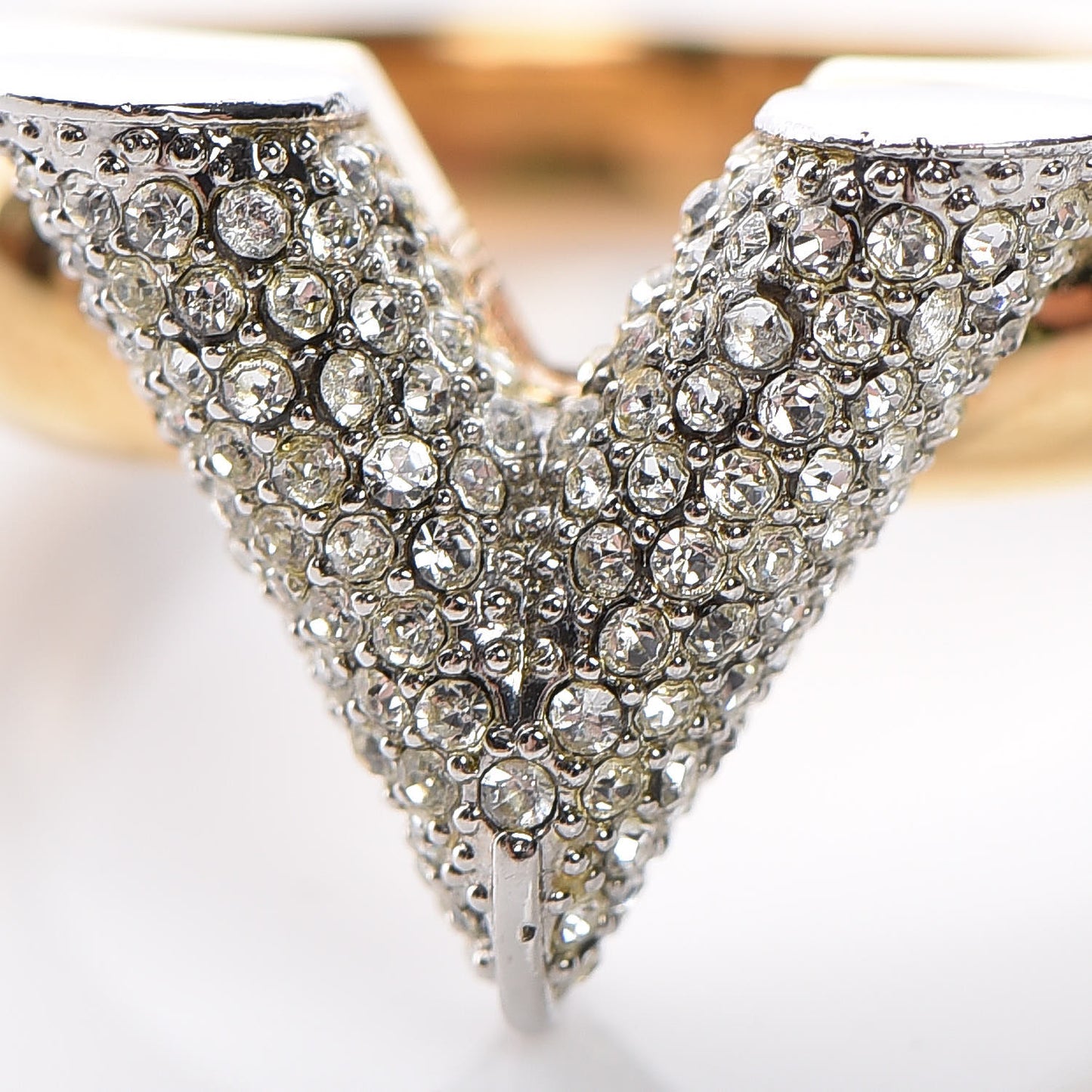 Crystal Essential V Strass Ring L 7.5 Silver Gold