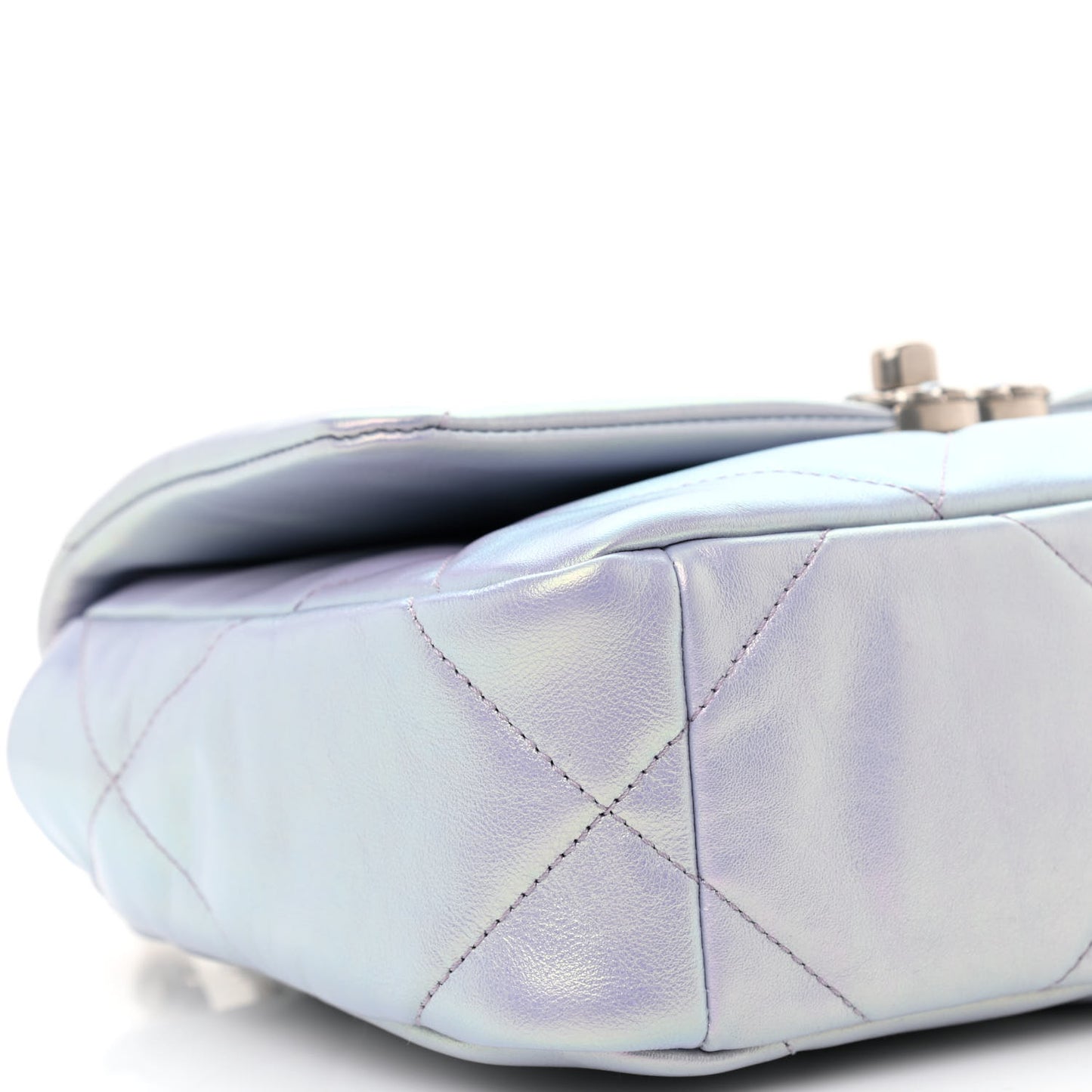 Iridescent Calfskin Quilted Medium Chanel 19 Flap Light Purple Blue