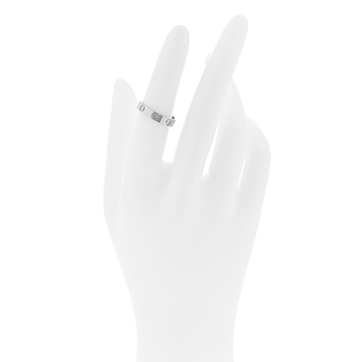 Cartier 18K White Gold 3.5mm LOVE Wedding Band Ring 51 5.75 2 of 4