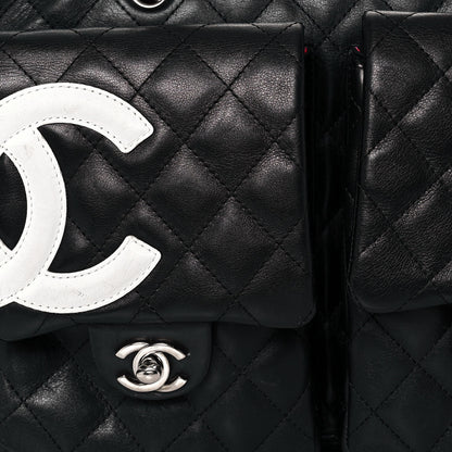 Chanel Calfskin Quilted Large Cambon Multipocket Reporter Black White 7 of 12