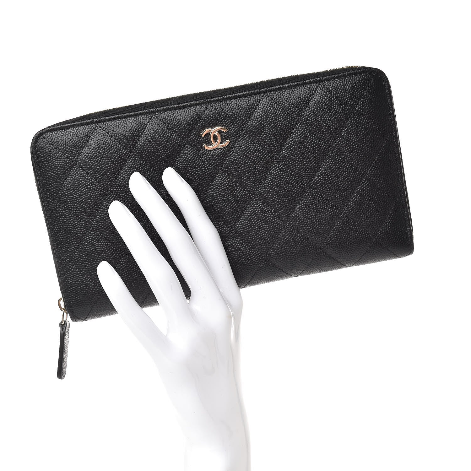 Chanel Caviar Quilted Large Zip Around Organizer Wallet Black 2 of 12