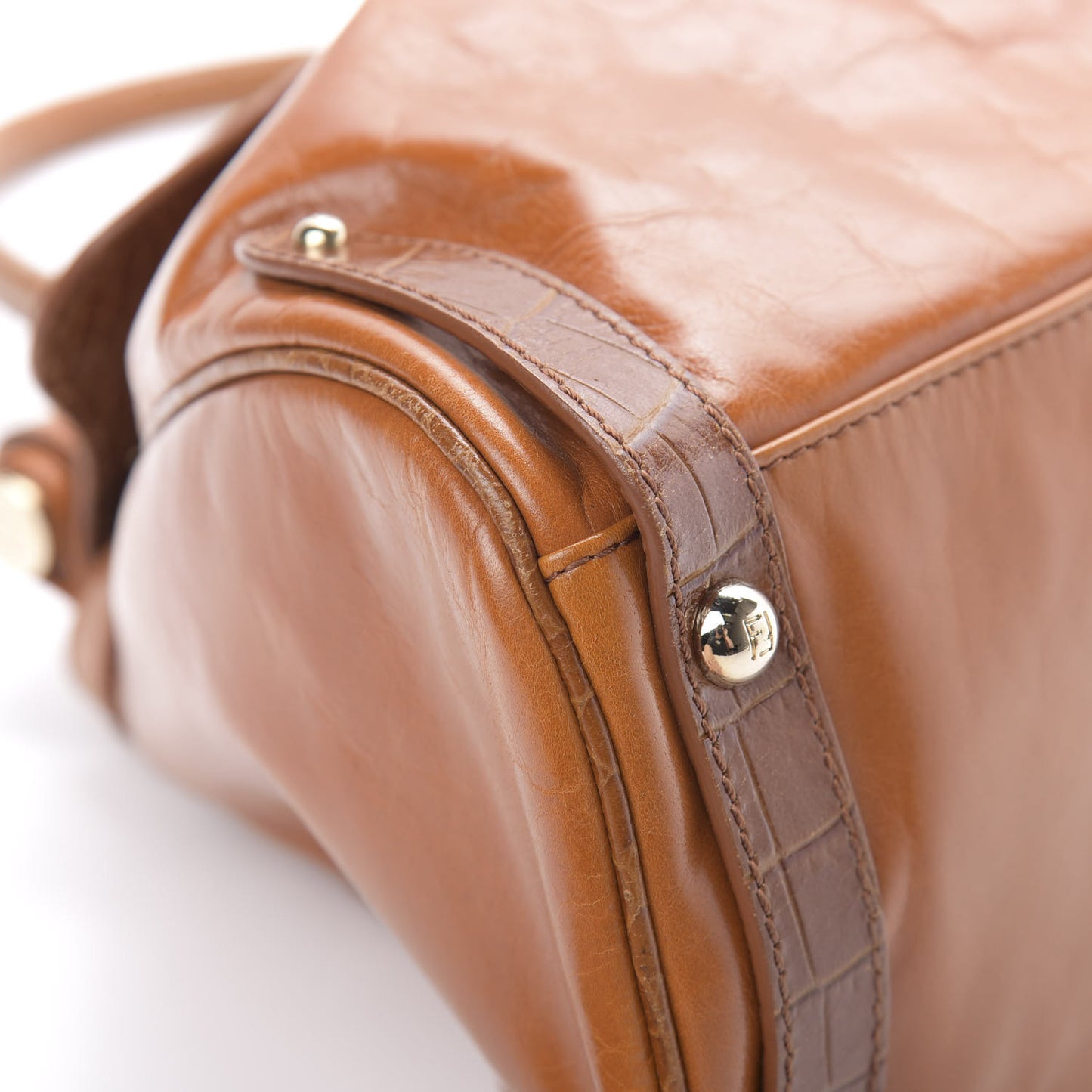 Lambskin Crocodile Embossed Medium Magic Bag Honey