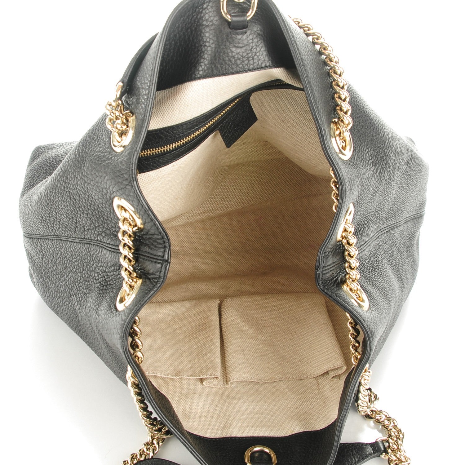 Gucci Pebbled Calfskin Medium Soho Chain Shoulder Bag Black 5 of 7