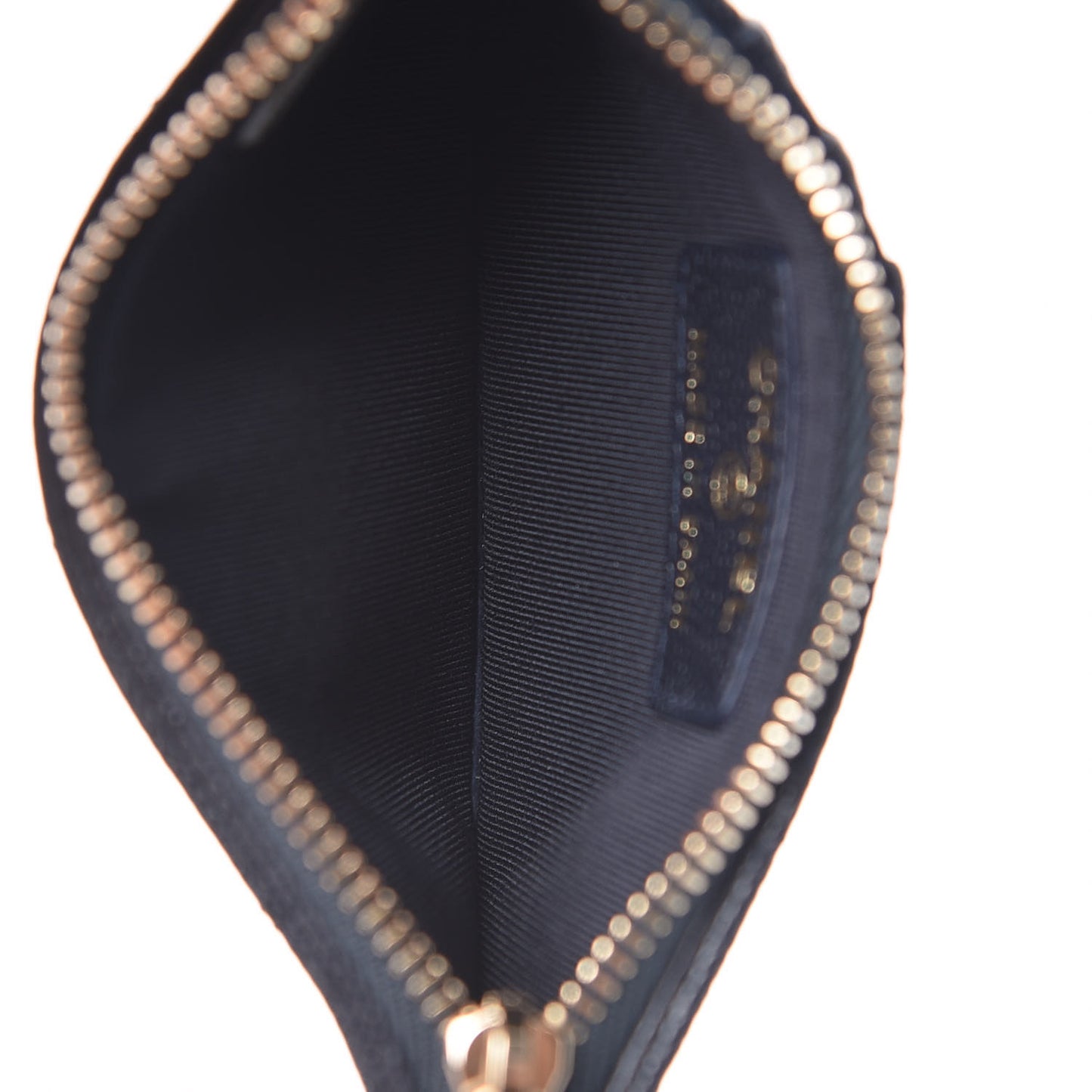 Caviar Quilted Flap Zip Card Holder Navy Blue