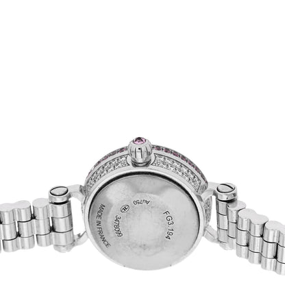 Hermes 18K White Gold Diamond Pink Sapphire 16mm Faubourg Joaillerie Quartz Watch 4 of 5