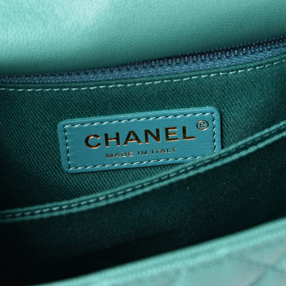 Chanel Caviar Lizard Quilted Mini Coco Handle Flap Green 6 of 12