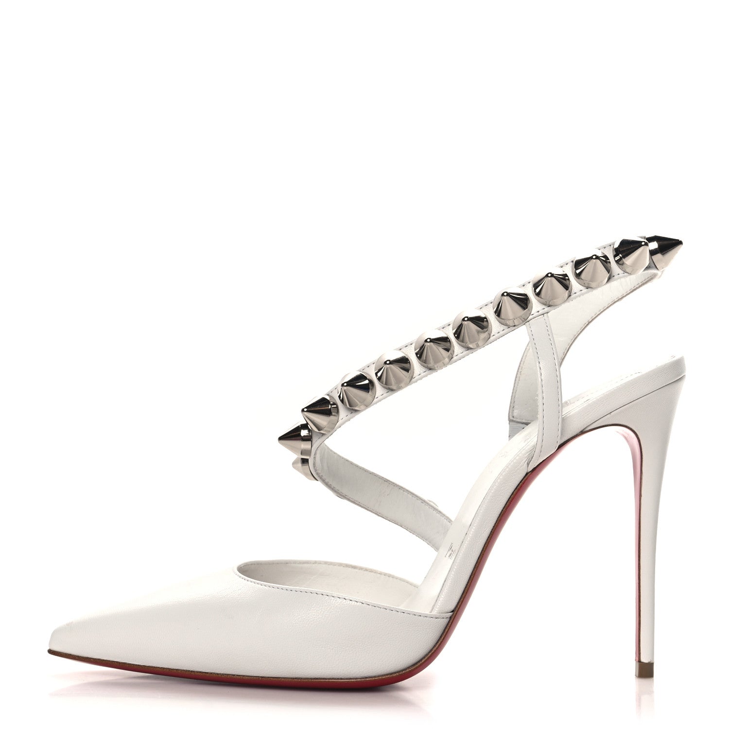 Christian Louboutin Calfskin Spikita Slingback 100 Stiletto Pumps 37 White 1 of 10
