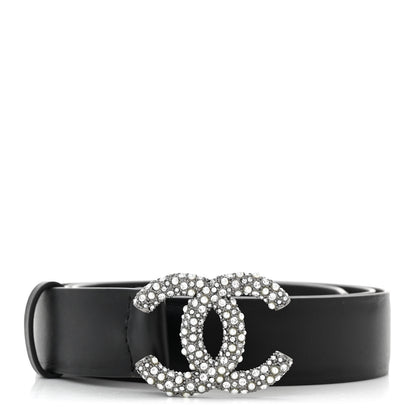 Chanel Calfskin Crystal Pearl Caviar CC Belt 90 36 Black 1 of 6