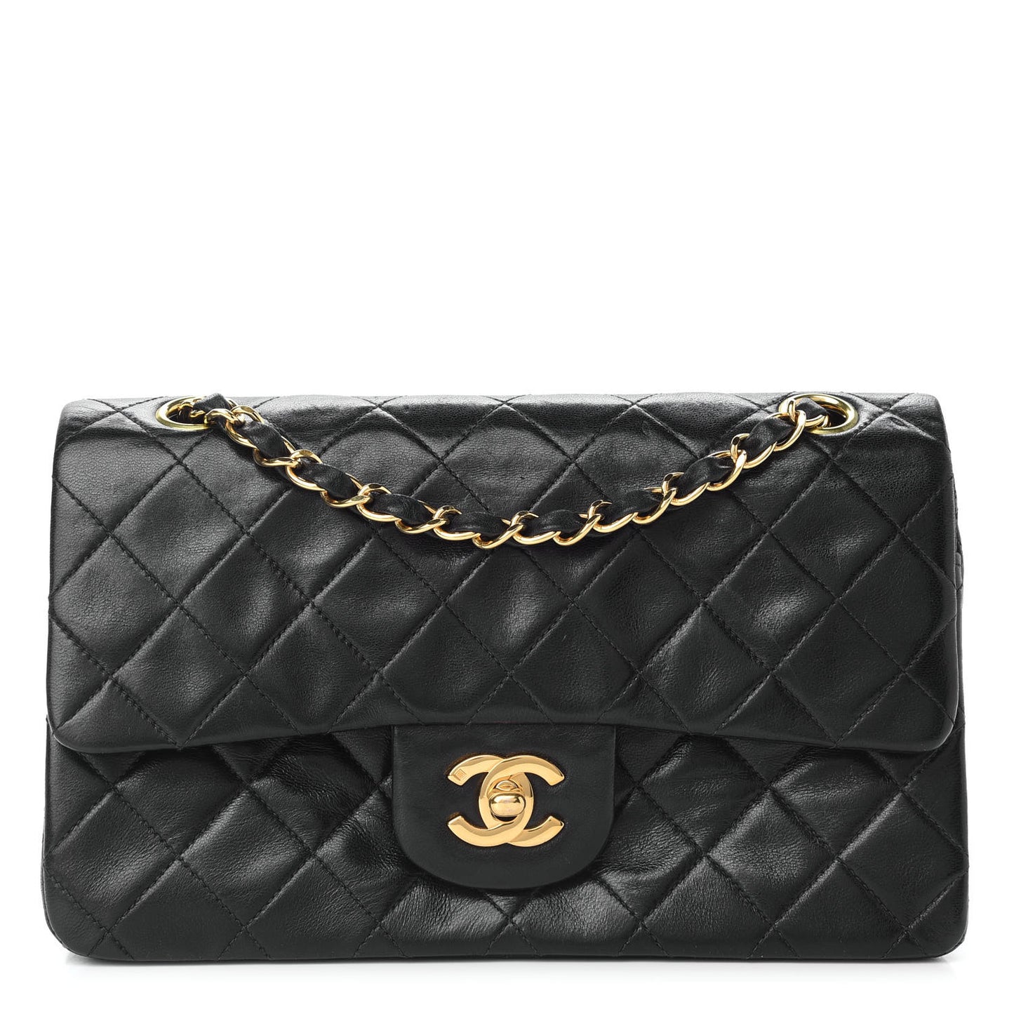 Lambskin Quilted Small Double Flap Black