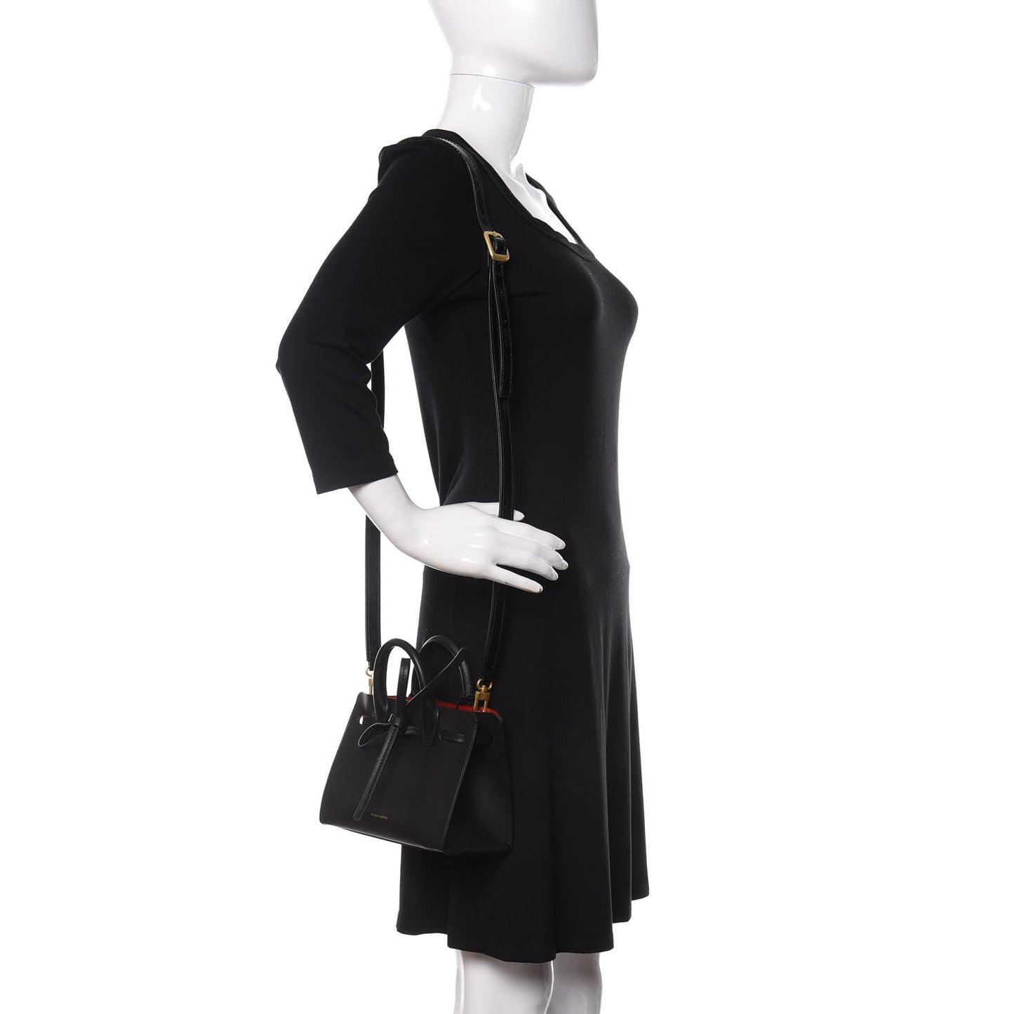 Vegetable Tanned Calfskin Mini Mini Sun Bag Black Flamma