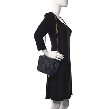 Chanel Caviar Quilted Medium CC Filigree Vanity Case Navy 2 of 11