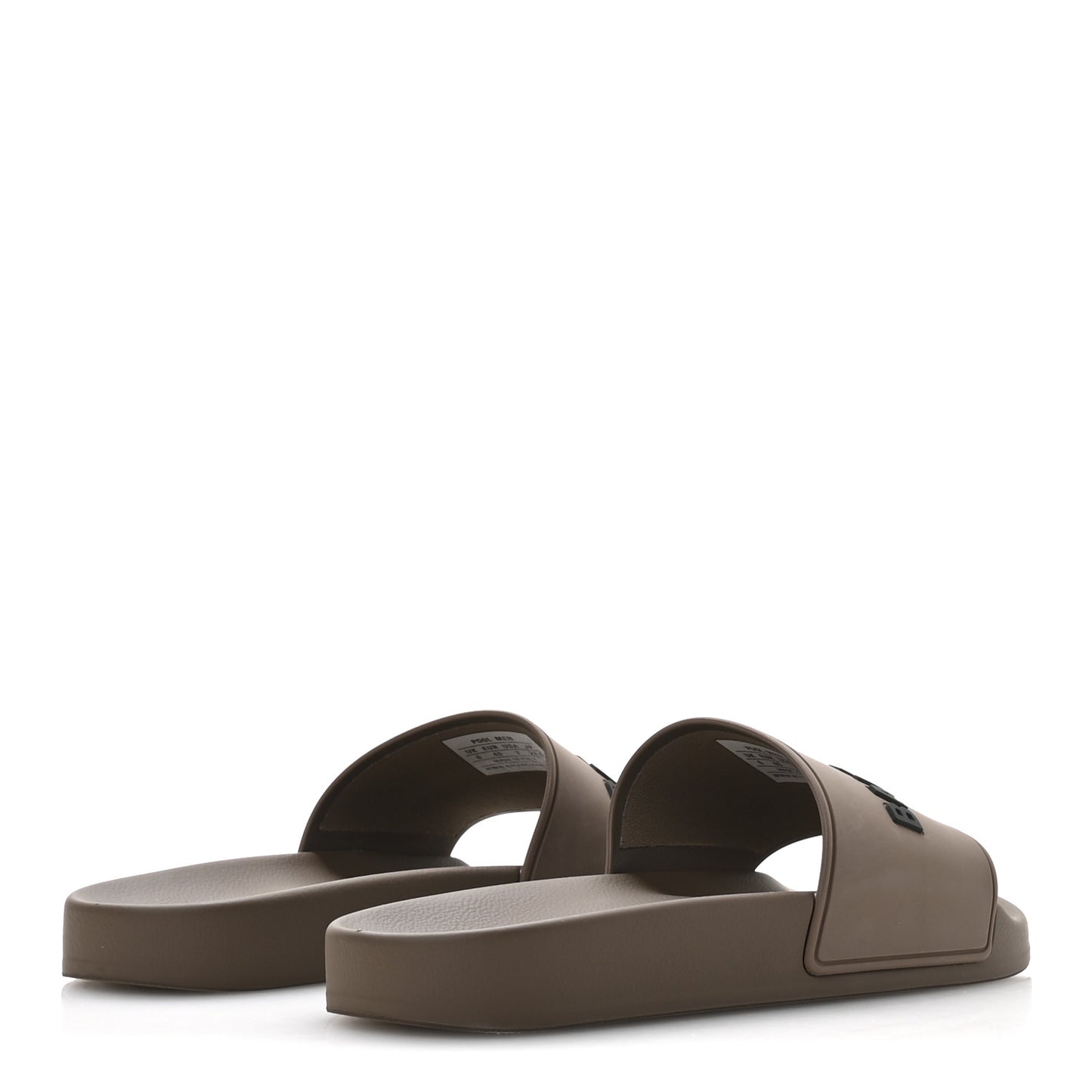 Rubber Logo Mens Pool Slide Sandals 40 Taupe Black
