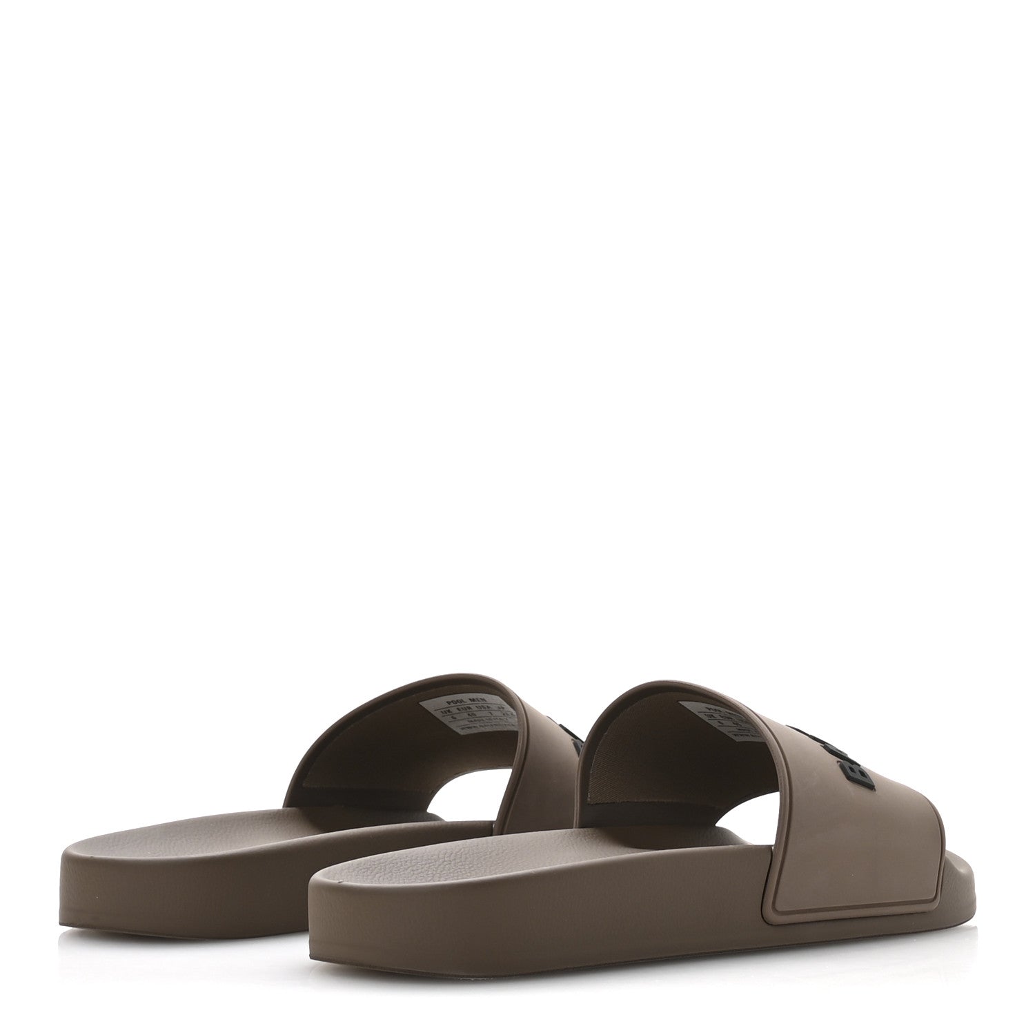 Balenciaga Rubber Logo Mens Pool Slide Sandals 40 Taupe Black 5 of 8