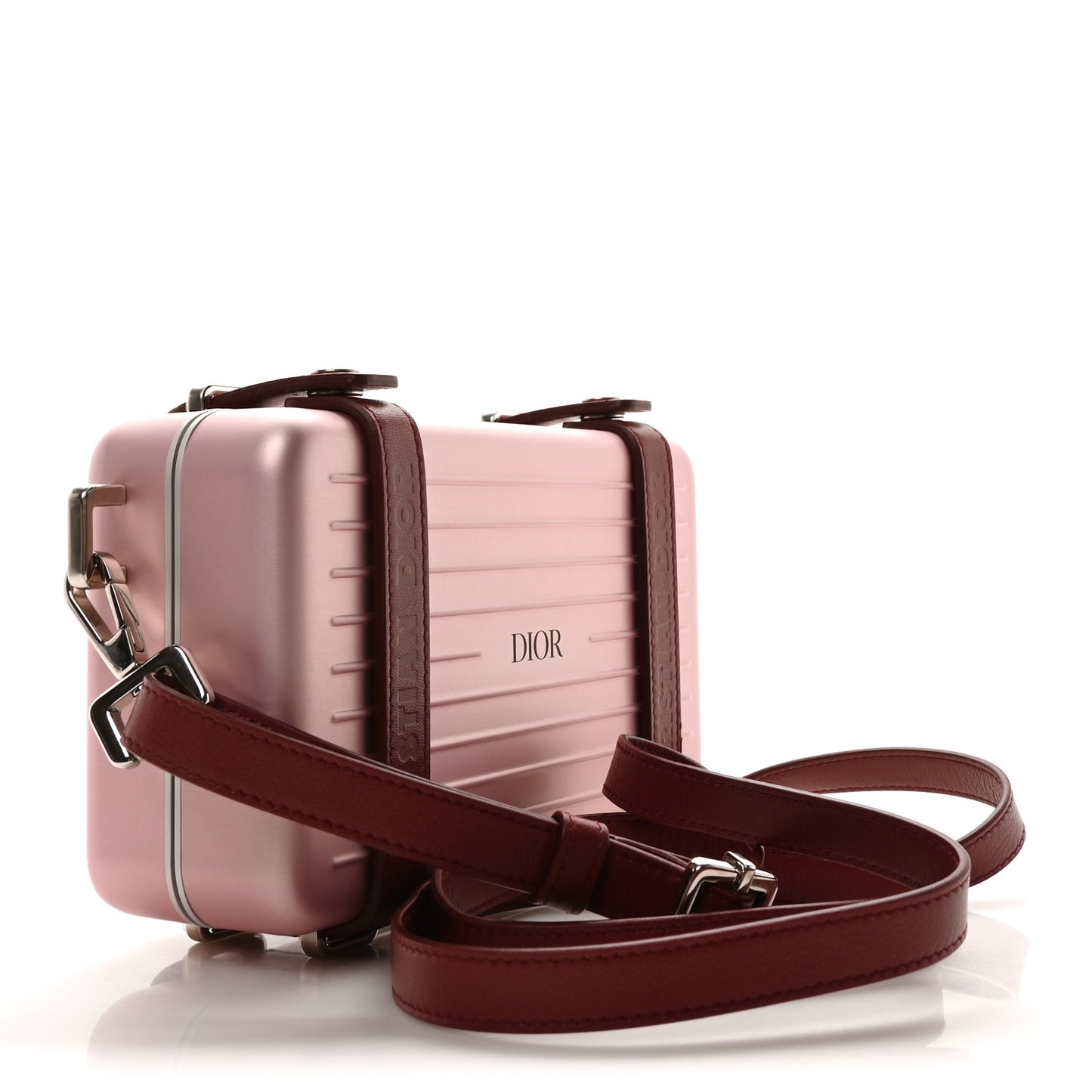 X RIMOWA Aluminum Personal Clutch On Strap Rose