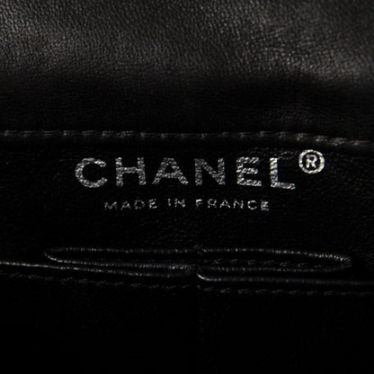Chanel Canvas Sequin Stripe Medium Double Flap Black White 7 of 8