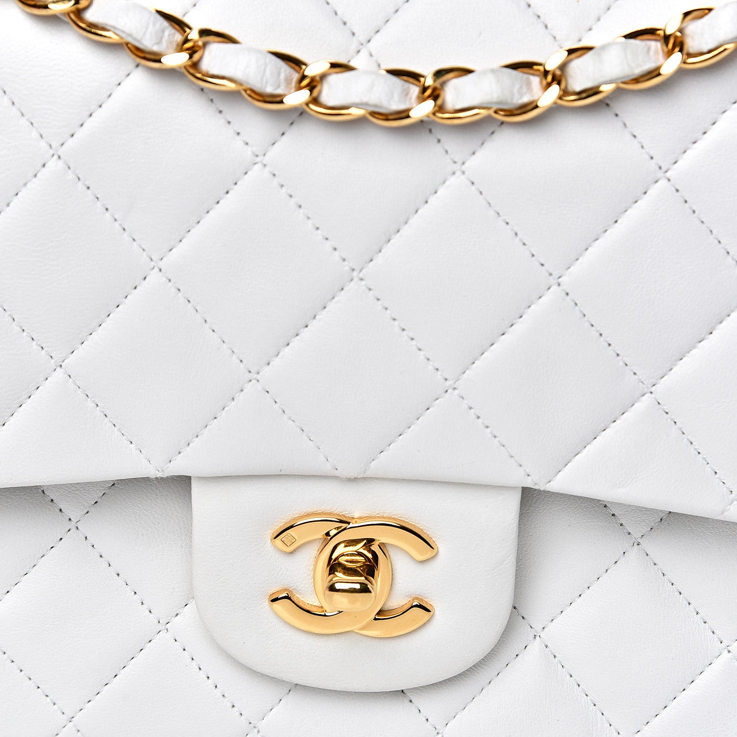 Chanel Lambskin Quilted Medium Double Flap White 10 of 18