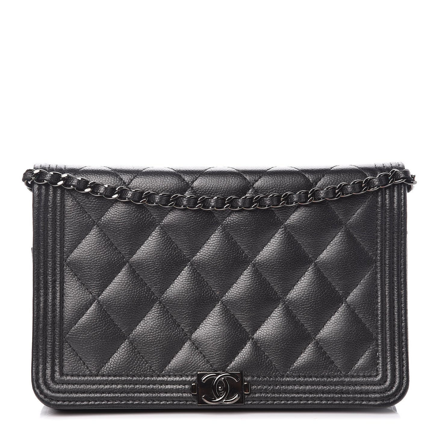 Caviar Quilted Boy Wallet On Chain WOC So Black